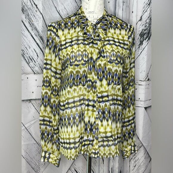 PJK Patterson J. Kincaid Bow Front Shirt M - Picture 1 of 8